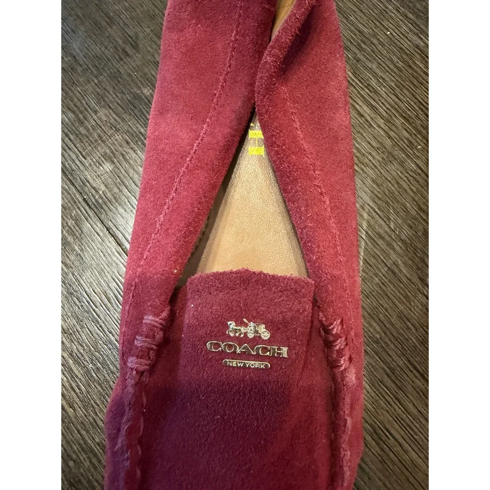 Coach Burgundy‎ Suede Loafer Wedge Shoes Women's Size 6 - Picture 2 of 5